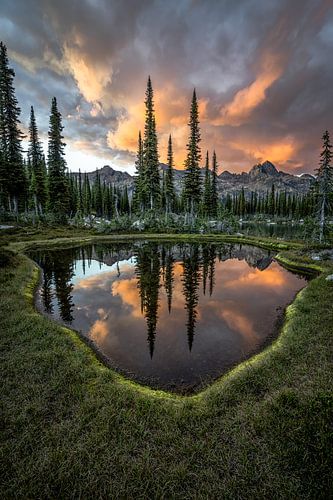 Reflecting mountain landscape