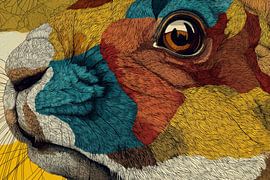 Lapin en gros plan dans des couleurs abstraites