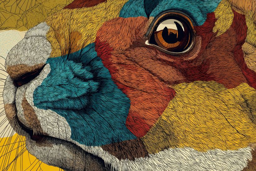 Konijn Close-up in Abstracte Kleuren van Eva Lee