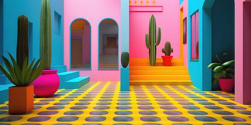 Neon Pop Art Innenhof