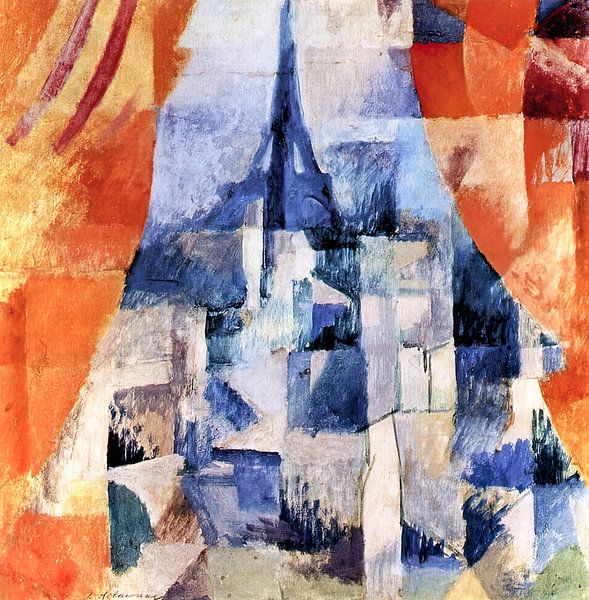 Fenster mit orangefarbenen Vorhängen von Robert Delaunay by Peter Balan
