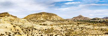 Panorama Landschap Eenzaamheid Tabernas Woestijn in Almeria Andalucia Spanje van Dieter Walther
