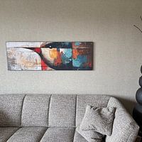 Klantfoto: Vogeltjes Design | Woonkamer van Abstract Schilderij, als artframe