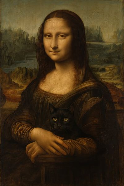 Mona Lisa mit Katze von Poster Art Shop