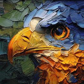 Krachtig Adelaar portret in olieverf van Stad & Wand