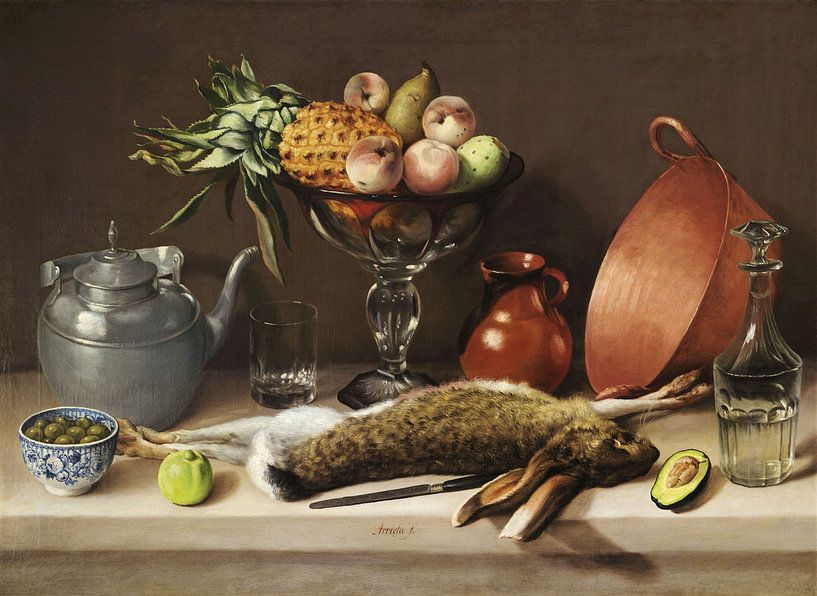 Agustin Arrieta,Stilleben mit Kaninchen von finemasterpiece