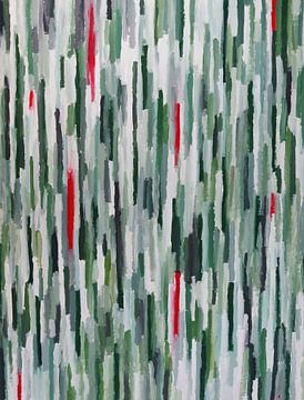 Green and Red - Abstract Olieverf Schilderij van Maarten Pietersma
