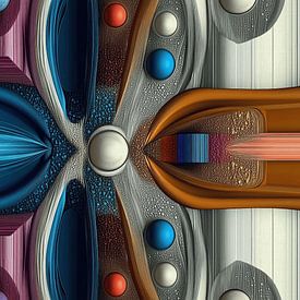Abstract-Geometrische vormen in 3D + lijnenspel van Ton Kuijpers