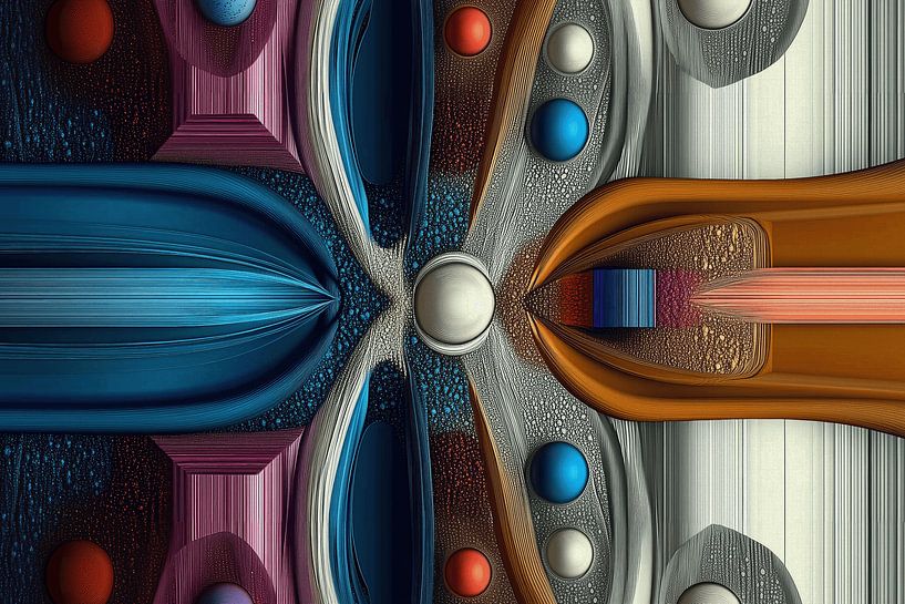 Abstract-Geometric shapes in 3D + line art by Ton Kuijpers