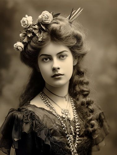 Romantische schoonheid met rozenkrans