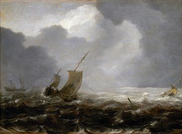 Een vissersboot op een winderige dag, Jan Porcellis