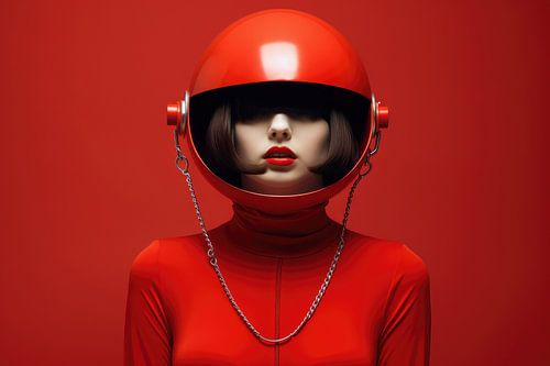 Digital created very beautiful sexy woman with bizarre fetish mask in hi fashion style