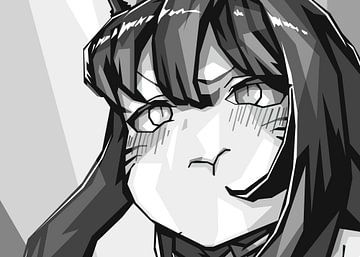 Graues Gesicht Kawai Anime Popart von Rizky Dwi Aprianda