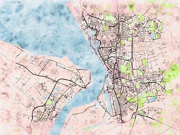 Map of Bremerhaven with the style 'Soothing Spring' by Maporia