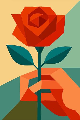 Roos in de hand illustratie.