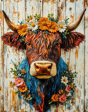 Koe elegantie - een vleugje zomer van Klaus Tesching - Art-AI