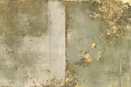 Tableau abstrait de luxe « Or et vert saule » sur Joriali Art abstrait
