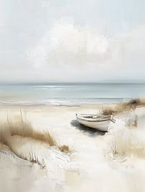 Boot am Strand – Modernes Küsten Design in Pastell von Wolkenlos