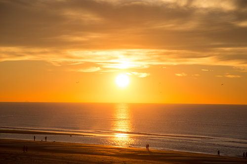 Winter sunset on Zandvoort beach