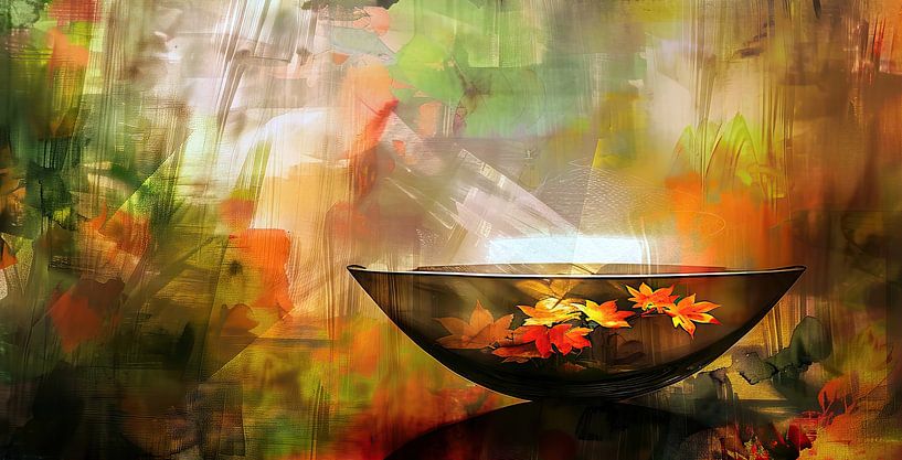 Bol transparent avec des fleurs d'automne par Frank Heinz