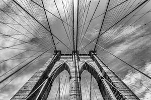 NEW YORK CITY Brooklyn Bridge is in de Detail | zwart-wit van Melanie Viola