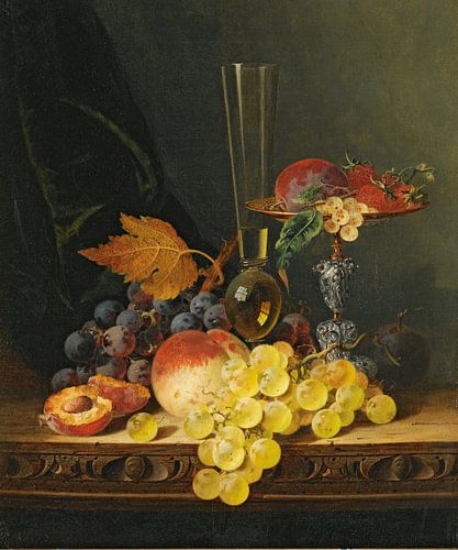 Stilleven met een Tazza, fruit en een wijnglas, Edward Ladell
