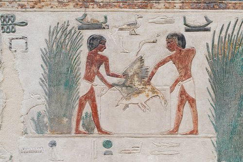 relief égyptien avec une scène agricole
