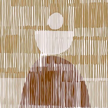 Gouden Balans Japandi Abstractie van Mad Dog Art