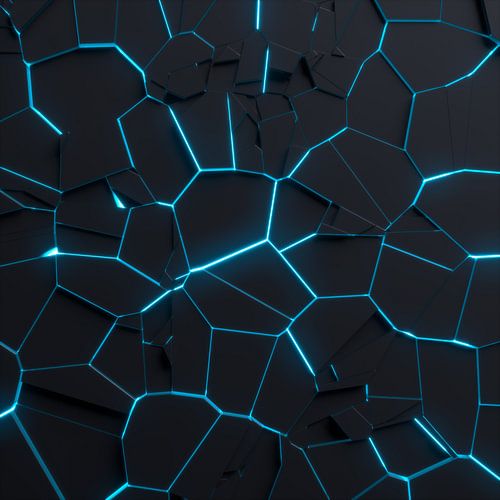 Scherben-Landschaft mit blauem Licht