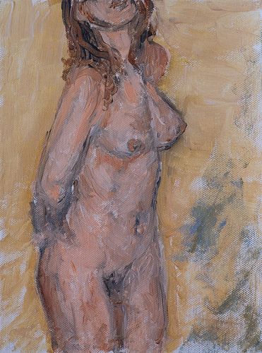 Nude standing young woman