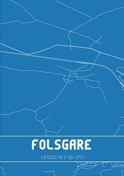 Blauwdruk | Landkaart | Folsgare (Fryslan) van MijnStadsPoster