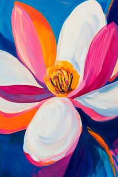 Colourful floral details on blue - Artful by Poster Art Shop