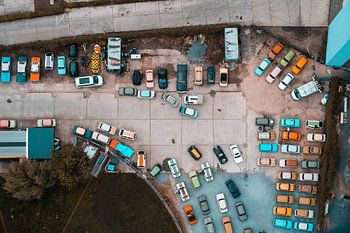 Vue de dessus des voitures Trabant à Berlin