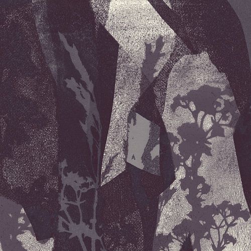 Fleurs de nuit. Abstrait botanique en blanc et taupe.