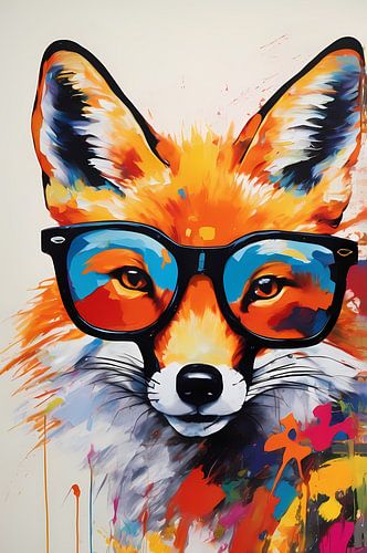 Kleurrijke vos met bril