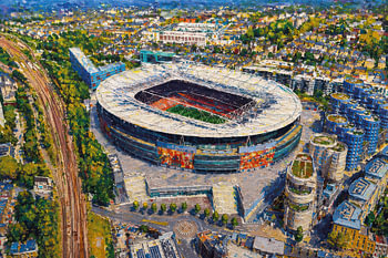 Gemälde von Arsenal, Emirates Stadium, London.