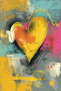 Abstract Painting - Yellow and Orange Lively Expressive