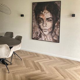 Customer photo: Beautiful Brown - Portrait - Woman by Wil Vervenne, on canvas