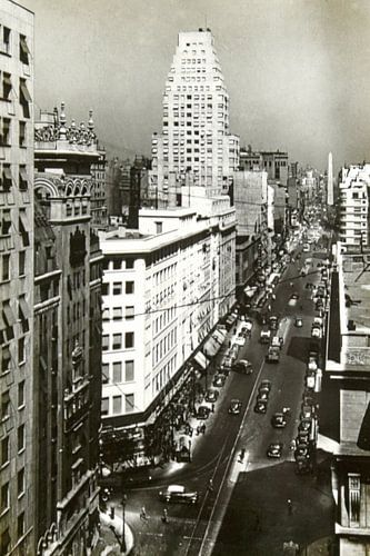 Avenida Corrientes, antieke zwart wit foto