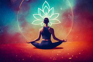 Frau in Yoga-Lotus-Pose, Art Illustration