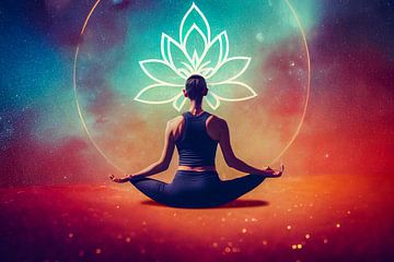 Woman in Yoga Lotus Pose, Art Illustration by Animaflora PicsStock