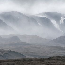 Panorama van IJslandse Bergen van Sander Grefte