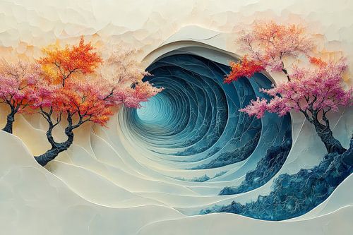 spirituele schilderkunst tunnel met bomen