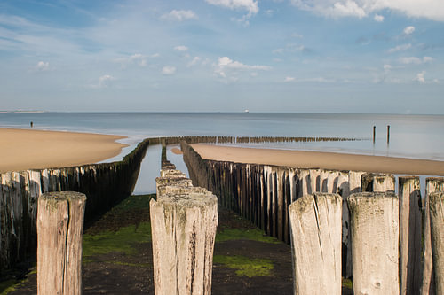 Kromme strekdam in de Westerschelde bij 't Killetje, Groede