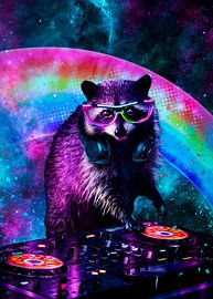 DJ Raccoon in Galaxy von John Dan