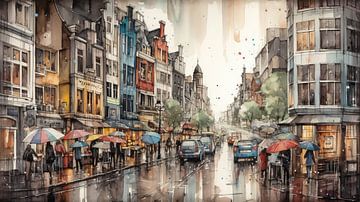 Amsterdam Regen von ARTEO Gemälde