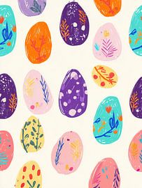 Kleurrijk paaseierenpatroon met speels ontwerp van Mosaic Dialogue