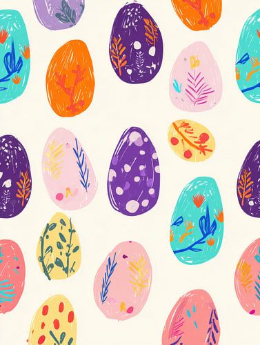 Kleurrijk paaseierenpatroon met speels ontwerp van Mosaic Dialogue