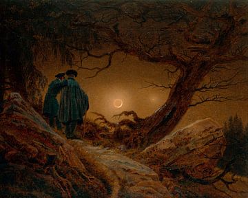Caspar David Friedrich - Zwei Männer, die den Mond betrachtenvon 1000 Schilderijen