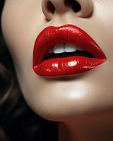 vrouw met rode lippen